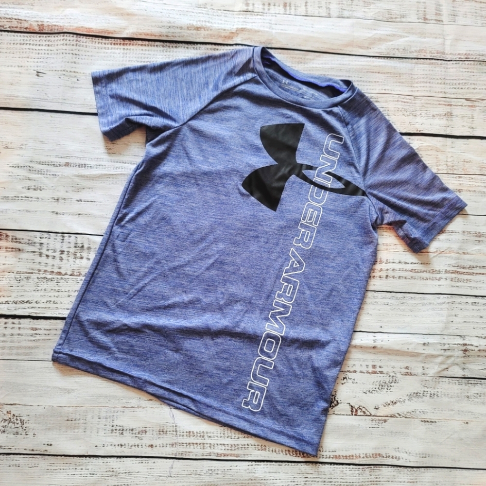 Under Armour Blue Top Boys Size YMD Medium Short Sleeves